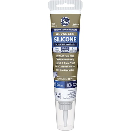 Ge Advanced Silicone 2 Window & Door Sealant- Squeeze, White, 2.8oz 2810438